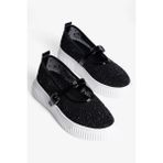 Kadın Taşlı Sneaker Babet Bantlı Günlük Şık Novira Siyah