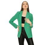 Kadın Tek Düğme Kapamalı Blazer Ceket Yeşil 34