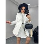 Kadın Tek Düğmeli Blazer Ceket - Beyaz - 36 - Regular Fit