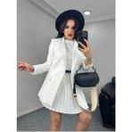Kadın Tek Düğmeli Blazer Ceket - Beyaz - 40 - Regular Fit