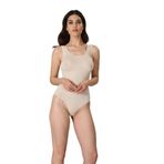 Kadın Ten Rengi Dikişsiz İz Yapmaz Kalın Askılı Korsajlı Çıtçıtlı Body (Ten/S/M)