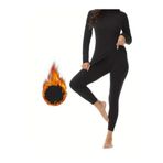 Kadın Termal Yüksek Bel Tayt Içlik Termal Üst Body Siyah Kadın Termal Takım, Siyah3, 6XL
