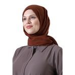 Kadın Tesettür Bambu Kraş Şal, Ütü Gerektirmeyen Doğal Hijab Başörtüsü (75x180 cm) - Kahverengi
