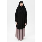 Kadın Tesettür Medine İpeği Çarşaf Üstü Peçeli Sufle Hijab Siyah
