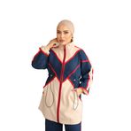 Kadın Tesettür Tunik Pantolon Double Crep Ikili Takım (indigo-Bej, S/M)
