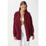 Kadın Tilda %100 Pamuk Müslin Oversize Bordo Gömlek