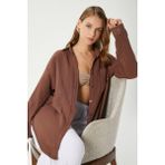 Kadın Tilda %100 Pamuk Müslin Oversize Kahverengi Gömlek