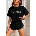 Kadın Tişört Crop Tişört Baskılı Fit Tişört BALANCE-TİŞÖRT