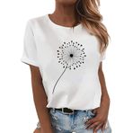 Kadın tişörtü, kısa kollu, yuvarlak yaka, bol tunik, üst giyim, hayvan baskılı, bluz, yazlık üst giyim, genç kız tişörtü, pamuklu gömlek, moda, boş zaman, bluz, plaj, tatil için, Beyaz #1, XL