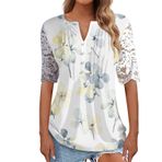 Kadın tişörtü, yazlık, kısa kollu, üst parça, çiçek motifli, tunik, yuvarlak yaka, üst giyim, gündelik, mini elbise, tişört, tişört, bluz, üst, dantelli gömlek, X - Beyaz, XXL