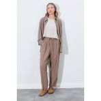 Kadın Toprak Beli Lastikli Havuç Kesim Keten Pantolon