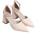 Kadın Topuklu Ayakkabı 9 Cm – Şık Rahat Günlük & Abiye Stiletto, Bilekten Bantlı Modern Sivri Burun Ayakkabı (Rugan Bej, EU Ayakkabı Beden Sistemi, Yetişkin, Kadın, Sayısal, Orta, 37)