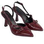 Kadın Topuklu Ayakkabı, 9 cm Sivri Burun Bantlı Stiletto, Rugan, Pad'li İç Taban, Jurdan Taban, Şık Günlük ve Abiye (Bordo, EU Ayakkabı Beden Sistemi, Yetişkin, Kadın, Sayısal, Dar, 36)