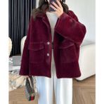 Kadın Torba Cepli Peluş Ceket Mont Kaban - Standart - Bordo