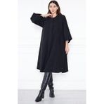 Kadın Trend Oversize Uzun Kol Şık Siyah Kaşe Panço - S - M