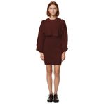 Kadın Triko Bisiklet Yaka Uzun Kollu Bolero Mini Bodycon Elbise Takımı Modern Şıklık Kaliteli-Kahverengi-M