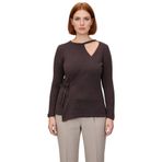 Kadın Triko Bluz Bağlamalı Detaylı Bisiklet Yaka İnce Kumaş Regular Fit Uzun Kol Kaliteli Şık_Kahverengi-3XL