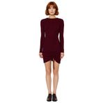 Kadın Triko Bodycon Uzun Kollu Büzgü Detaylı Mini Elbise İlkbahar Sonbahar Şık Görünüm Kaliteli-Bordo-M