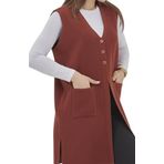 Kadın Triko Esnek Uzun Mevsimlik Düğmeli Yelek (kiremit, 2xl)