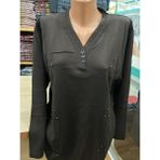Kadın Triko Taş Detaylı Bluz Kazak - Kahverengi - XL