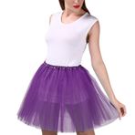 Kadın tül tütü etek, yetişkin kısa, pullu yıldızlar, klasik, elastik katmanlı bale dans eteği, partiler için dans, mor 2, One Size