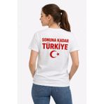 Kadın Türkiye Ay Yıldız Baskılı Taraftar Forma T-Shirt - Beyaz