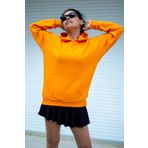 Kadin Turuncu Basic 3 Uc Iplik Ekstra Kalin Kapusonlu Kanguru Cep Uzun Kollu Sweatshirt 23Kswtucpl