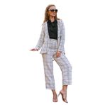 Kadın Tüvit Ceket Pantolon Takımı (2 li Takım) (Beyaz, L/XL)