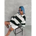 Kadın Üç İplik Parçalı Yakalı Sweatshirt - Yeşil