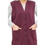 Kadın Uzun Cepli Düğmeli Penye Anne Tunik Yelek (mürdüm, xl)