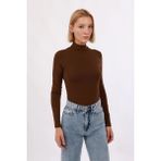 Kadın Uzun Kol Body - Kahverengi - 2XL