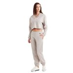 Kadın Uzun Kol Croplu Krem Pijama Takım C0T1N5O06-11 KREM L