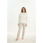 Kadın Uzun Kol Ekru Pijama Takım C7T0N1O61 EKRU M