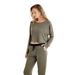 Kadın Uzun Kol Haki Viskoz Pijama Takım C8T7N4O06 HAKİ S