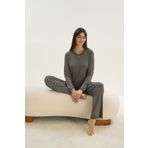 Kadın Uzun Kol Kaşkorse Haki Pijama Takım C7T7N1O61 HAKİ M