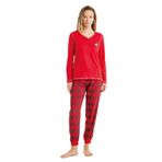 Kadın Uzun Kol Kırmızı%100 Pamuk Pijama Takım C3T2N6O15 KIRMIZI S
