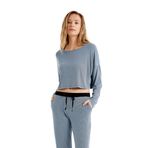 Kadın Uzun Kol Mavi Viskoz Pijama Takım C8T7N4O06 MAVİ S