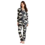 Kadın Uzun Kol Önden Düğmeli Füme Pijama Takım C7T2N7O9 FÜME