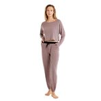 Kadın Uzun Kol Pembe Viskoz Pijama Takım C8T7N4O06 PEMBE S