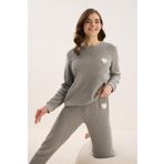 Kadın Uzun Kol Polar Gri Melanj Pijama Takım C1T5N1O61 GRİ MELANJ XL