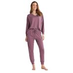 Kadın Uzun Kol V Yaka Pembe Pijama Takım C1T2N7O9 PEMBE