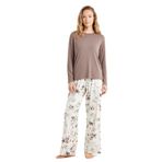 Kadın Uzun Kol Vizon Viskoz Pijama Takım C8T1N6O15 VİZON S