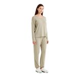 Kadın Uzun Kol Yeşil Modal-Yün Pijama Takım C0T6N4O06-61 YEŞİL XL