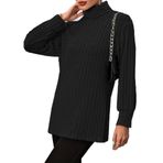 Kadın Uzun Kollu Balıkçı Yaka Yandan Yırtmaçlı şardonlu Kaşkorse Bluz L-XL