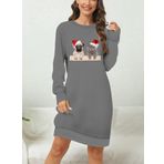 Kadın Uzun Kollu Bisiklet Yaka Desenli Viskon Iki Iplik Bluz 2XL-3XL