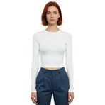 Kadın Uzun Kollu Bisiklet Yaka Fitted Bordo Çizgili Örme Bluz Esnek Viskon Kumaş Kışlık Kaliteli_Ekru-2XS