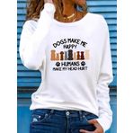 Kadın Uzun Kollu Bisiklet Yaka Köpek Resimli Viskon Bluz L-XL