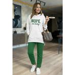 Kadın Uzun Kollu Kapşonlu Bağcıklı Viskon Iki Iplik Sweat - 2XL-3XL - Yeşil