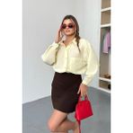 Kadın Uzun Kollu Tek Cepli Salaş Gömlek Sarı - 26Y 2131 - Standart