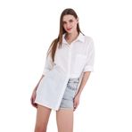 Kadın Uzun Kollu Terikoton Özel Kumaş Cepli Spor Uzun Tunik Gömlek 3518185 Beyaz 42